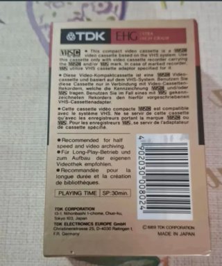 Cinta de camara vídeo TDK EHG EC-30 VHS