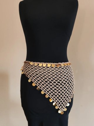Bandana uncinetto con paillettes oro