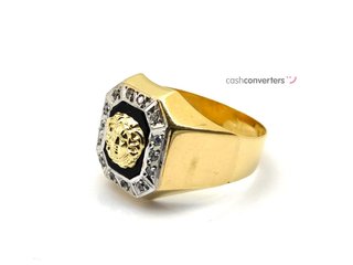 sello oro 18k con piedra con circonita