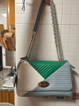 Bolso de mujer patchwork gris y verde