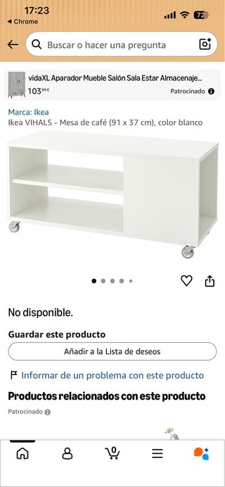 Mesa auxiliar TV Ikea Vihals 91x37