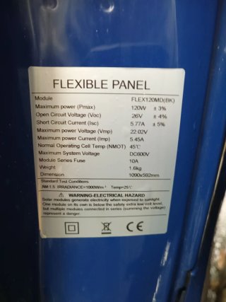 Panel Solar Flexible Fotovoltaico 120W