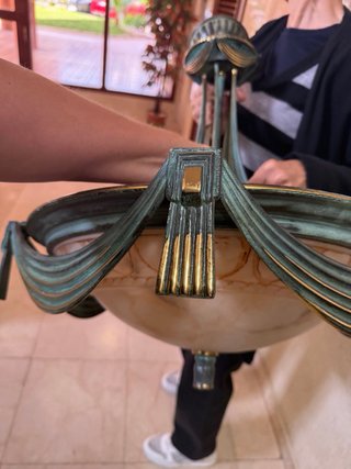 Lámpara techo vintage clásica dorada/verde