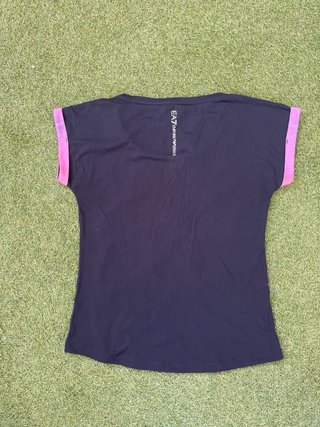 Camiseta Armani Mujer Negra y Rosa Original