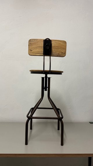 Taburete alto madera y metal ajustable