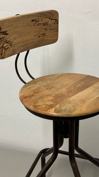 Taburete alto madera y metal ajustable