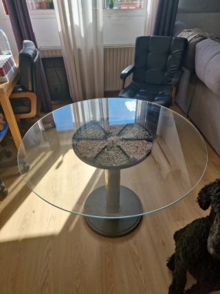 Mesa de salón cristal y metal