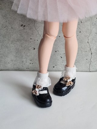 Scarpe Blythe nere con fiocco leopardato