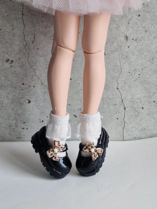 Scarpe Blythe nere con fiocco leopardato