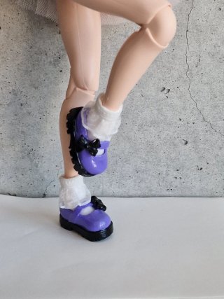 Scarpe Blythe viola con fiocco nero