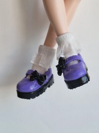 Scarpe Blythe viola con fiocco nero