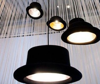 Lámpara colgante sombrero negro