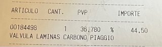 Válvula Láminas Carbono Piaggio