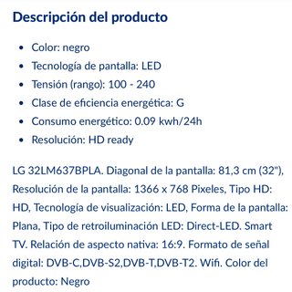 LG Smart TV 32” HD Ready WiFi