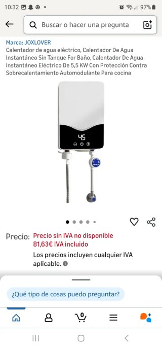 Calentador de agua eléctrico para cocina