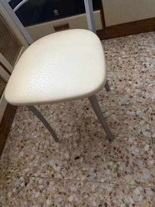 Silla cocina metal blanca asiento beige