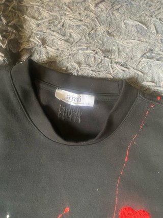 T-shirt Ami Paris nera con schizzi