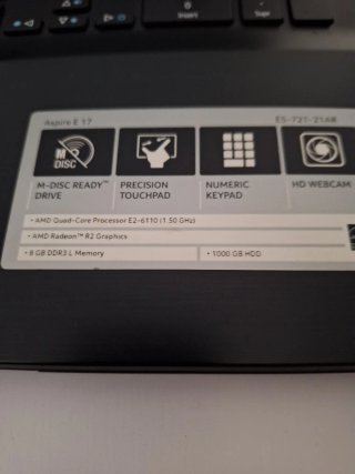 Acer Aspire E17 Portátil Negro