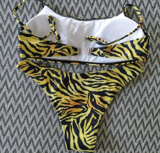 Costume bikini stampa zebra giallo e nero