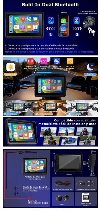 NUEVO! (80€) Pantalla Carplay Moto Android Auto 5”