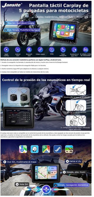 NUEVO! (80€) Pantalla Carplay Moto Android Auto 5”