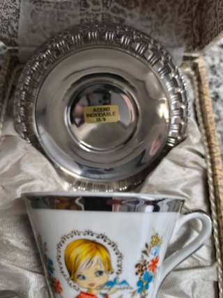 Taza y plato comunión vintage