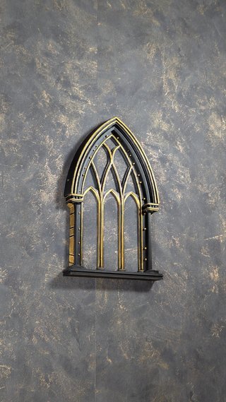 Janela Gótica Catedral Preto Dourado