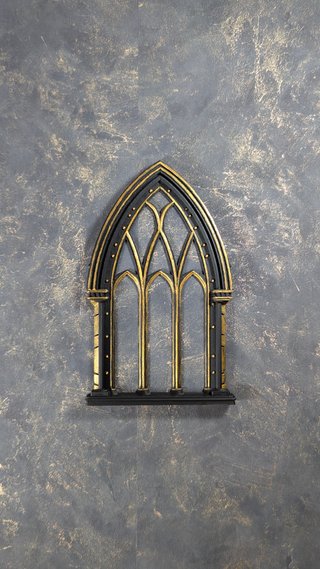 Janela Gótica Catedral Preto Dourado