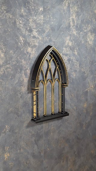 Janela Gótica Catedral Preto Dourado