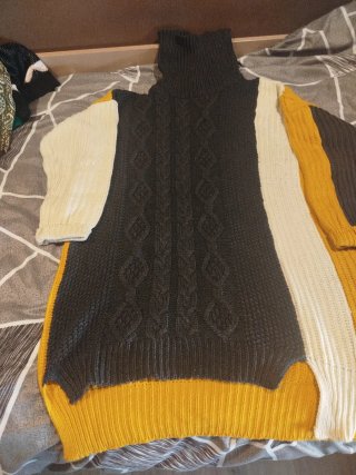 Vestido lana asimétrico gris y amarillo