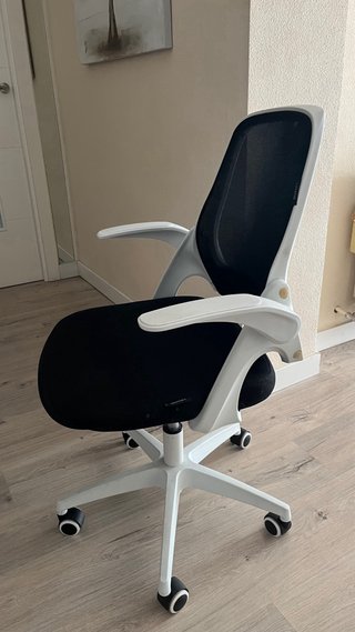 Silla de oficina ergonómica blanca y negra