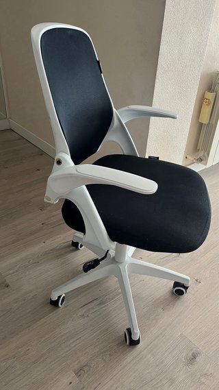 Silla de oficina ergonómica blanca y negra