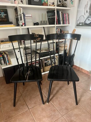 Pareja Sillas Vintage Madera Estilo Nórdico Negras