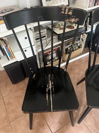 Pareja Sillas Vintage Madera Estilo Nórdico Negras