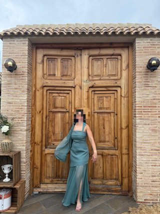 Vestido invitada verde agua marina