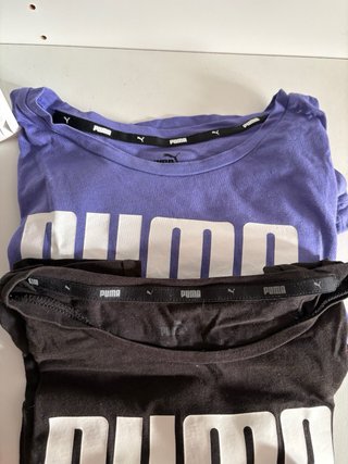 Lote 3 Camisetas Puma: Lila M, Negra S y Negra XS