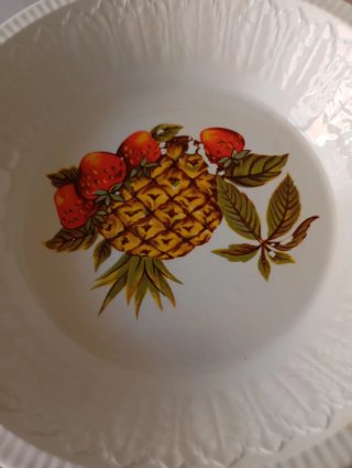 Juego 7 piezas postre piña fresa.