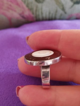 Anillo Plata Ley Ajustable con concha natural