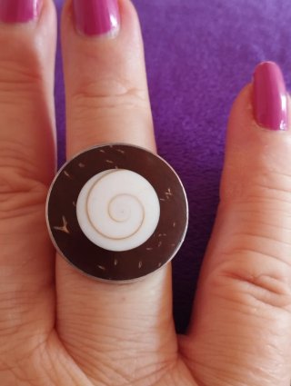 Anillo Plata Ley Ajustable con concha natural