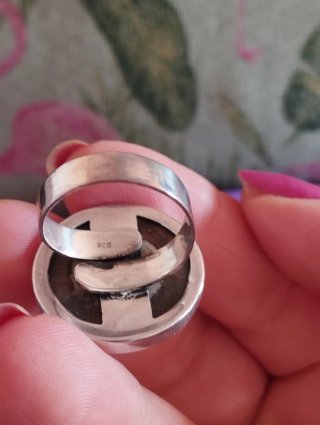 Anillo Plata Ley Ajustable con concha natural