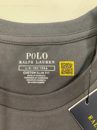 T-Shirt Polo Ralph Lauren Uomo XL Grigia Logo Bian