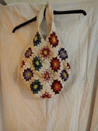 Bolso Hombro Crochet Flores