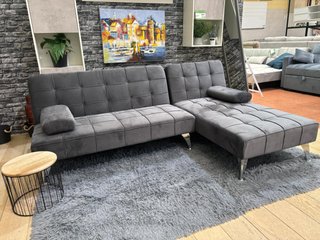 Sofá Cama Chaise Longue Terciopelo Gris 98cm