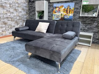 Sofá Cama Chaise Longue Terciopelo Gris 98cm