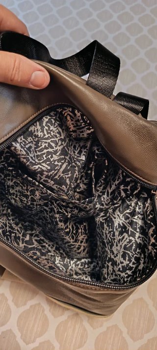 Mochila artesanal piel marrón y beige