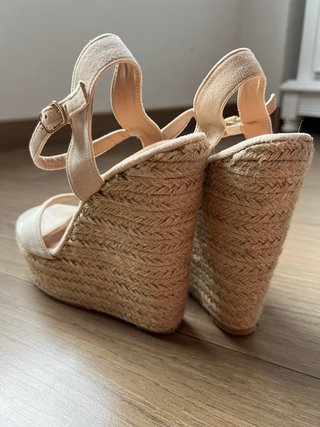 Sandalias cuña beige mujer talla 36
