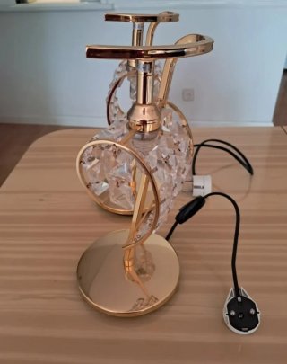 Juego 2 Lámparas Doradas Cristal