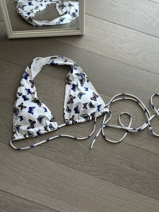Top bikini farfalle bianco e blu