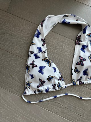 Top bikini farfalle bianco e blu