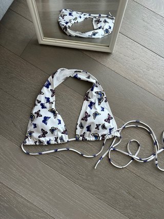Top bikini farfalle bianco e blu